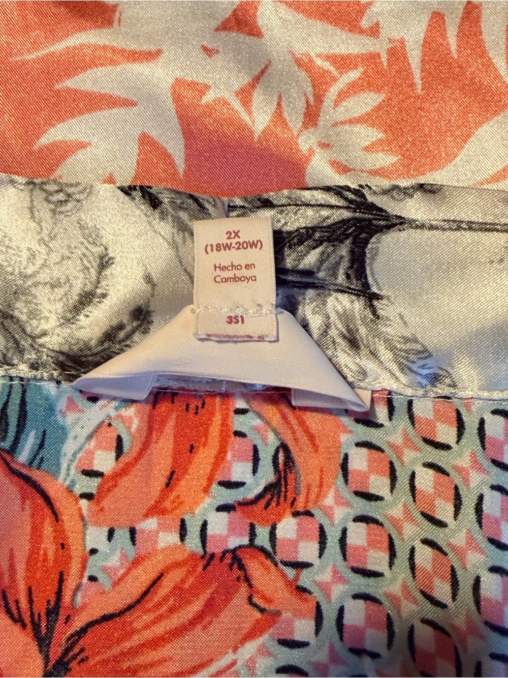 XXL Silky Patchwork Lounge Robe - Pink, Blue & Orange Floral Kimono - Picture 6 of 8